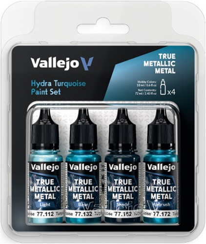 Vallejo: 77.264 - True Metallic Metal - Hydra Turquoise Paint Set (4)